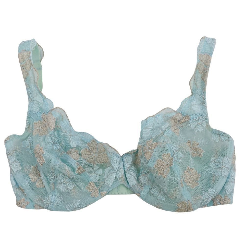 Wacoal Capucine light blue beige sheer lace underwire bra size 34D